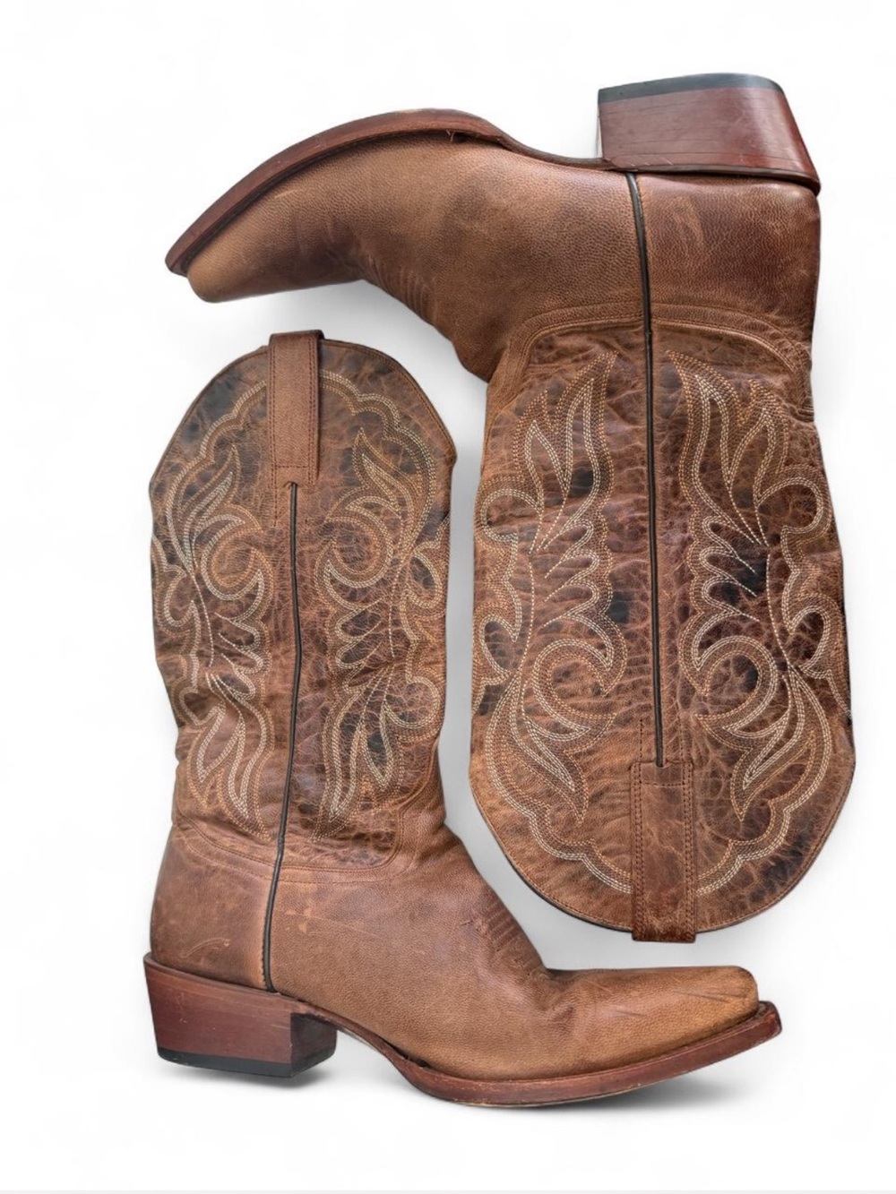 Shyanne Tan Distressed Leather Western Cowboy Boots Size 7B - Picture 7 of 8